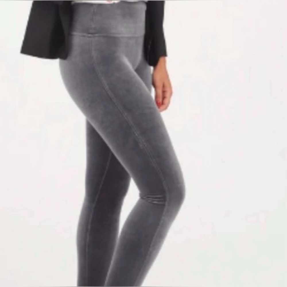 SPANX Gray Velvet High Rise Leggings Medium Shapewear Holiday Party